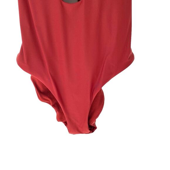 Becca Virtue Love Letter Knotted Cut Out Low Back One Piece Swimsuit XL Maroon - Picture 5 of 8